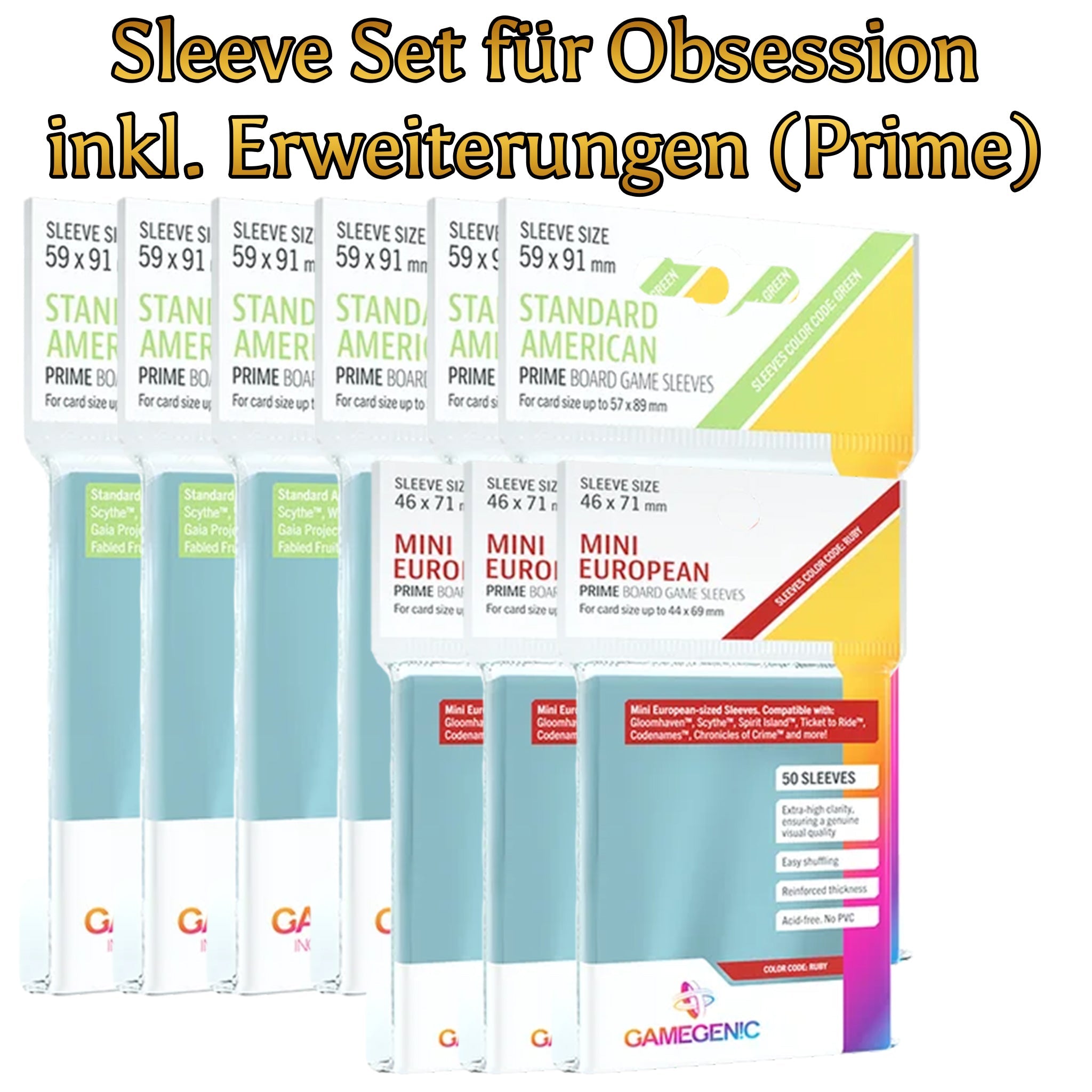 Sleeve Set für Obsession inkl. Erweiterungen (Prime) - Spielefürst