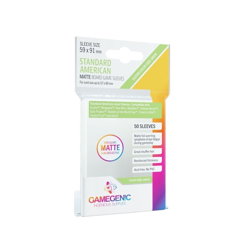 Gamegenic - MATTE Standard American-Sized Boardgame Sleeves 59 x 91 mm - Clear (50 Sleeves) - Spielefürst