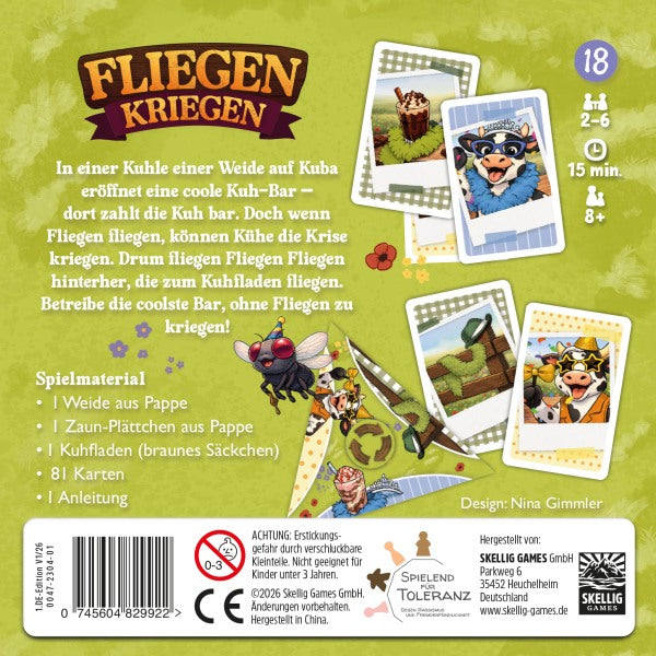 Fliegen kriegen Schachtel Rückseite
