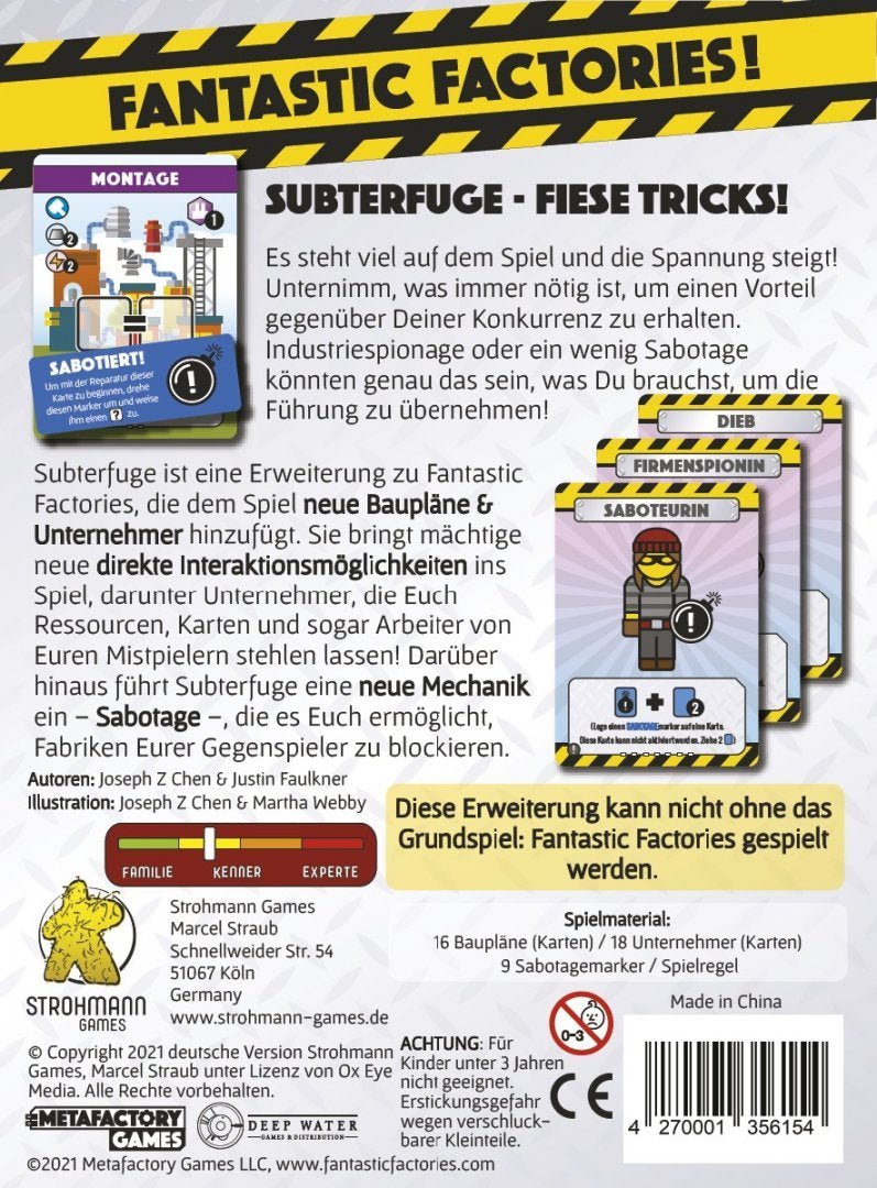 Fantastic Factories: Subterfuge – Erweiterung Für Brettspiel Von Greater Than Games