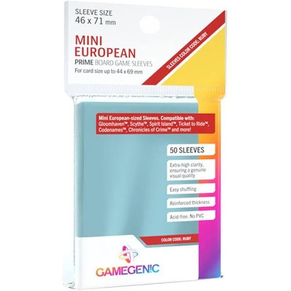 Gamegenic - PRIME Mini European-Sized Sleeves 46 x 71 mm - Clear (50 Sleeves) - Spielefürst