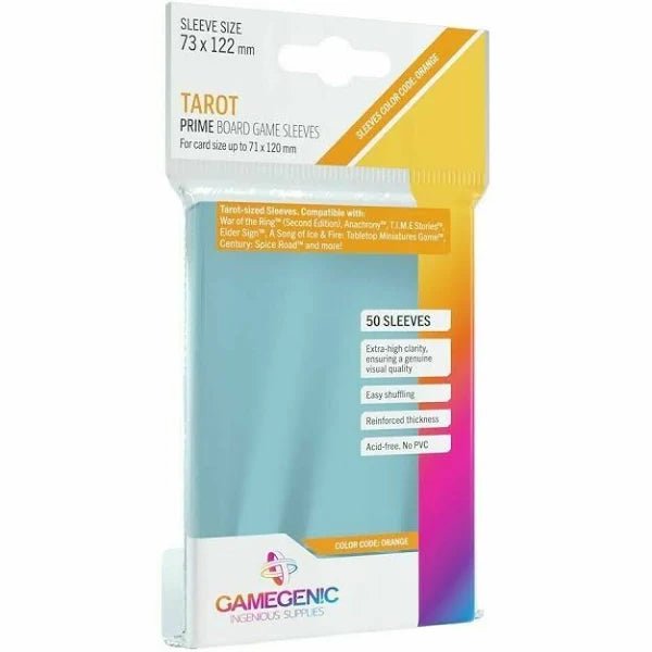 Gamegenic - PRIME Tarot-Sized Sleeves 73 x 122 mm - Clear (50 Sleeves) - Spielefürst